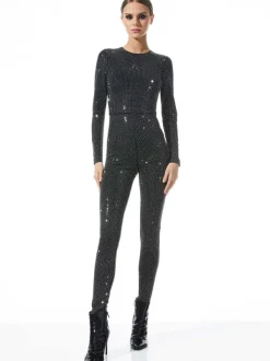Women Alice and Olivia Freddie Crewneck Embellished Catsuit