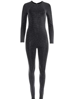 Women Alice and Olivia Freddie Crewneck Embellished Catsuit