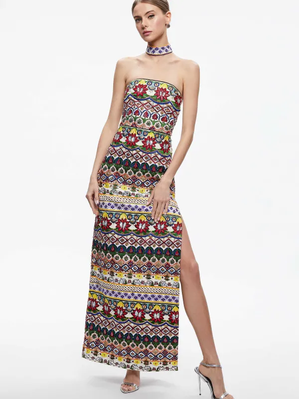 Women Alice and Olivia Georgie Choker Strapless Gown