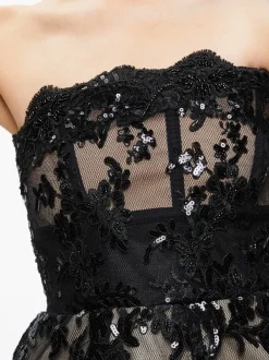 Women Alice and Olivia Gerda Strapless Sequin Lace Mini Gown