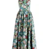Women Alice and Olivia Glynis Spaghetti Strap Scarf Midi Dress