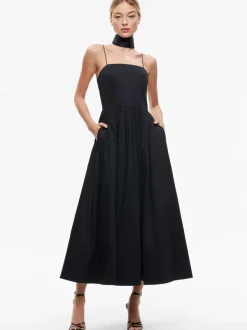 Women Alice and Olivia Glynis Spaghetti Strap Scarf Midi Dress
