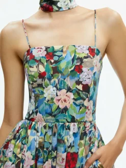 Women Alice and Olivia Glynis Spaghetti Strap Scarf Midi Dress