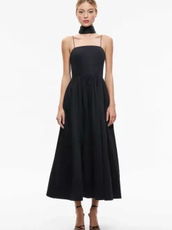 Women Alice and Olivia Glynis Spaghetti Strap Scarf Midi Dress