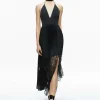 Women Alice and Olivia Hannah Deep V-Neck Scarf Maxi Dress