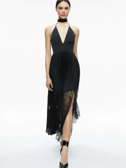 Women Alice and Olivia Hannah Deep V-Neck Scarf Maxi Dress