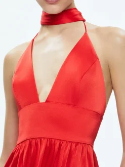 Women Alice and Olivia Hannah Deep V-Neck Scarf Maxi Dress