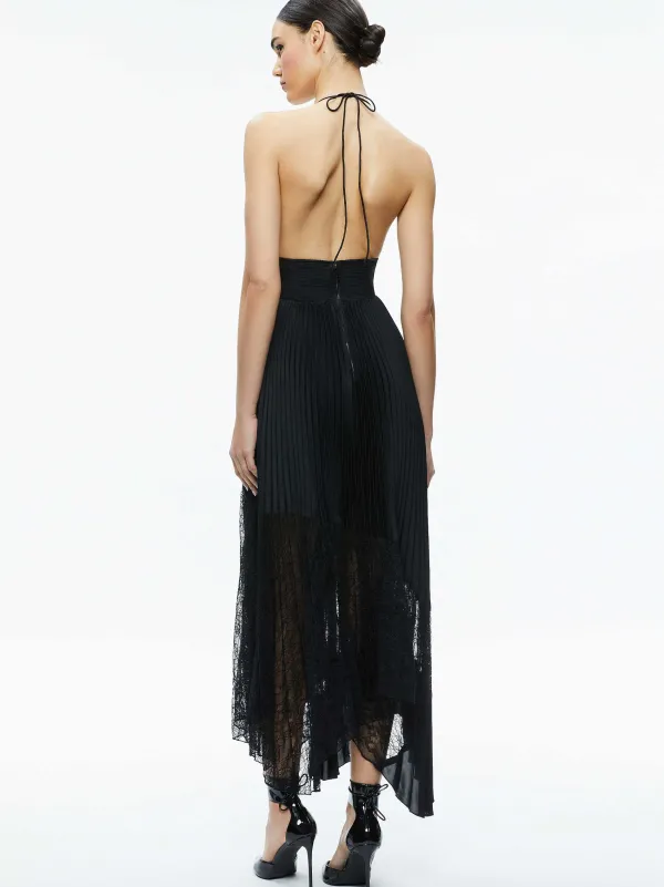 Women Alice and Olivia Hannah Deep V-Neck Scarf Maxi Dress