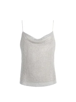 Women Alice and Olivia Harmon Crystal Chainmail Slip Tank