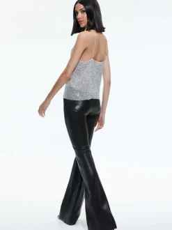 Women Alice and Olivia Harmon Crystal Chainmail Slip Tank