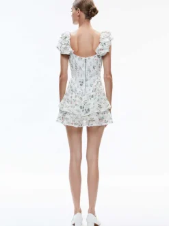 Women Alice and Olivia Hartford Smocked Bustier Tiered Mini Dress