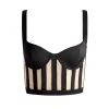 Women Alice and Olivia Helene Striped Bustier Top