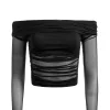 Women Alice and Olivia Isadola Over The Shoulder Ruched Long Sleeve Top