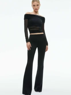 Women Alice and Olivia Isadola Over The Shoulder Ruched Long Sleeve Top