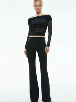 Women Alice and Olivia Isadola Over The Shoulder Ruched Long Sleeve Top