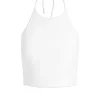 Women Alice and Olivia Jaymee Vegan Leather Cropped Halter Top