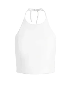 Women Alice and Olivia Jaymee Vegan Leather Cropped Halter Top