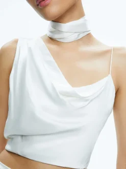 Women Alice and Olivia Jena Asymmetric Draped Scarf Top