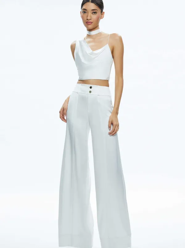 Women Alice and Olivia Jena Asymmetric Draped Scarf Top