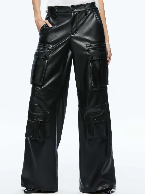 Women Alice and Olivia Joette Vegan Leather Cargo Pant