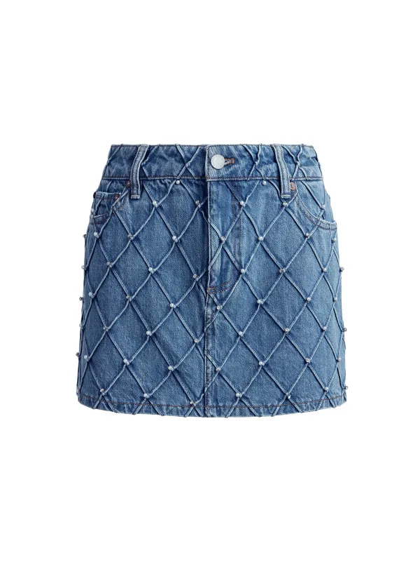 Women Alice and Olivia Joss High Rise Quilted Embellished Mini Skirt