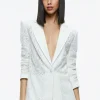 Women Alice and Olivia Judith Sheer Lace Shawl Collar Blazer