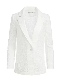 Women Alice and Olivia Judith Sheer Lace Shawl Collar Blazer