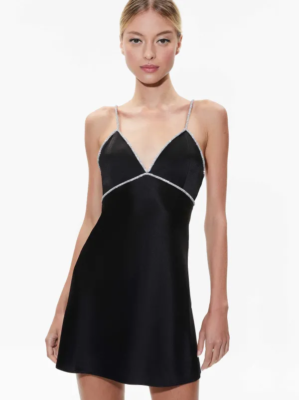 Women Alice and Olivia Julienne Embellished V-Neck Mini Dress