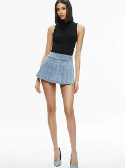 Women Alice and Olivia Justine Rolled Cuff Blazer + Noah Denim Pleated Skort