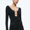Women Alice and Olivia Kalena Scoop Neck Cutout Bodysuit