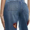 Women Alice and Olivia Karrie Embroidered Heart Cutout Jean
