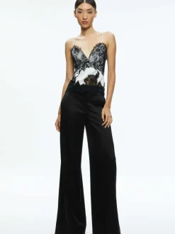 Women Alice and Olivia Katja Cutaway Lace Slip Top