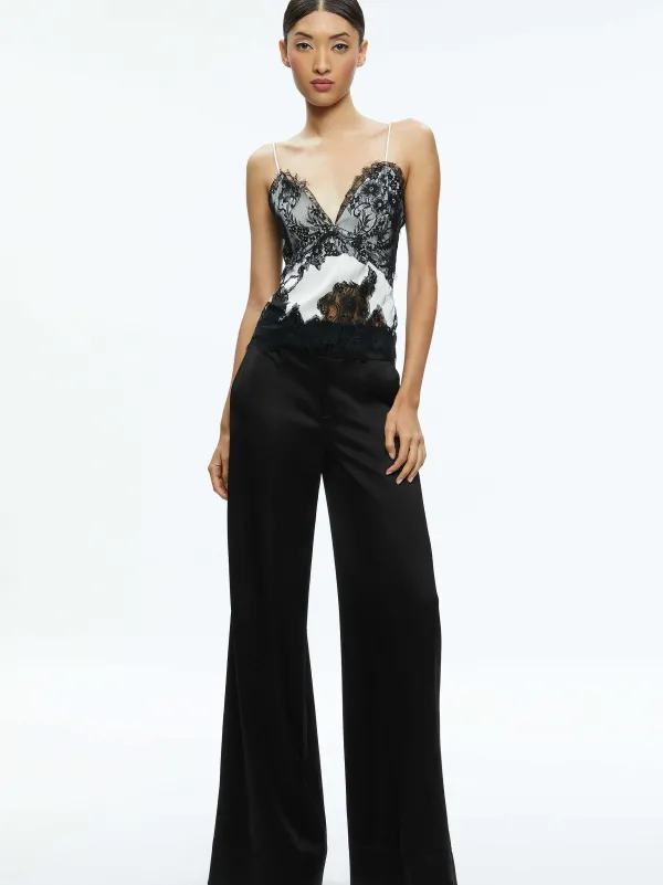 Women Alice and Olivia Katja Cutaway Lace Slip Top