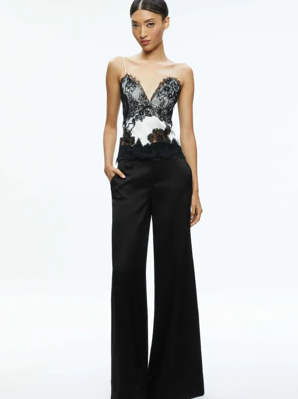 Women Alice and Olivia Katja Cutaway Lace Slip Top