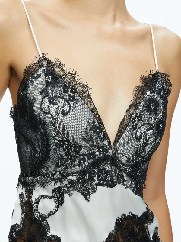 Women Alice and Olivia Katja Cutaway Lace Slip Top