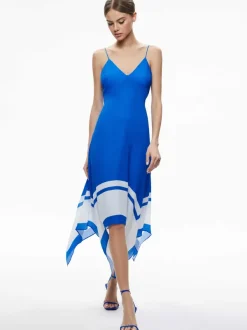 Women Alice and Olivia Kayson V-Neck Handkerchief Hem Dress