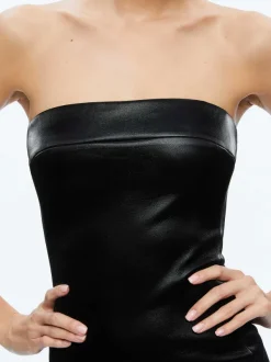 Women Alice and Olivia Kelly Strapless Vegan Leather Mini Dress