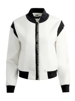 Women Alice and Olivia Keri Combination Vegan Leather Varsity Jacket