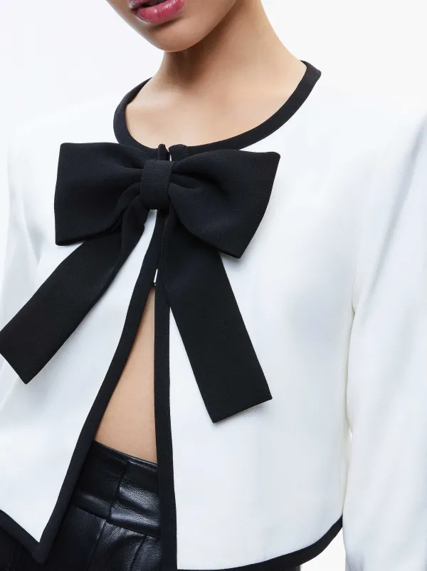 Women Alice and Olivia Kidman Bow Front Cropped Jacket
