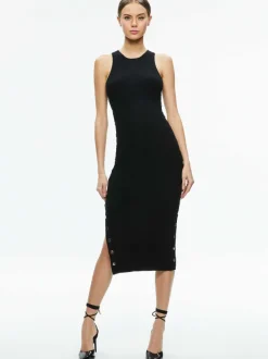 Women Alice and Olivia Lalita Side Snap Midi Dress