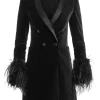 Women Alice and Olivia Latoya Feather Cuff Blazer Mini Dress