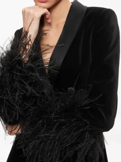 Women Alice and Olivia Latoya Feather Cuff Blazer Mini Dress