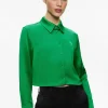 Women Alice and Olivia Leon Cropped Button Down