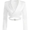 Women Alice and Olivia Leone Cropped Wrap Blazer