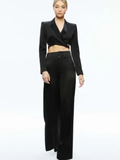 Women Alice and Olivia Leone Cropped Wrap Blazer + Mame High Rise Wide Leg Pant