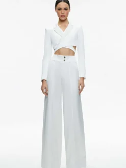 Women Alice and Olivia Leone Cropped Wrap Blazer + Mame High Rise Wide Leg Pant