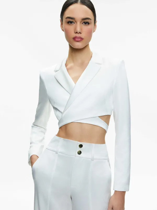 Women Alice and Olivia Leone Cropped Wrap Blazer