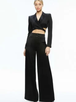 Women Alice and Olivia Leone Cropped Wrap Blazer + Mame High Rise Wide Leg Pant