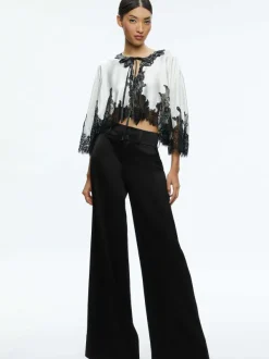 Women Alice and Olivia Loree Lace Tie Front Cropped Jacket