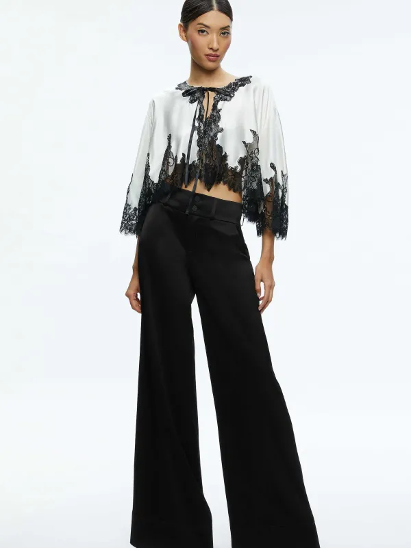 Women Alice and Olivia Loree Lace Tie Front Cropped Jacket
